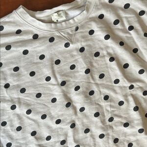 kate spade Greyish Crew Sweatshirt XL Black Polka Dots